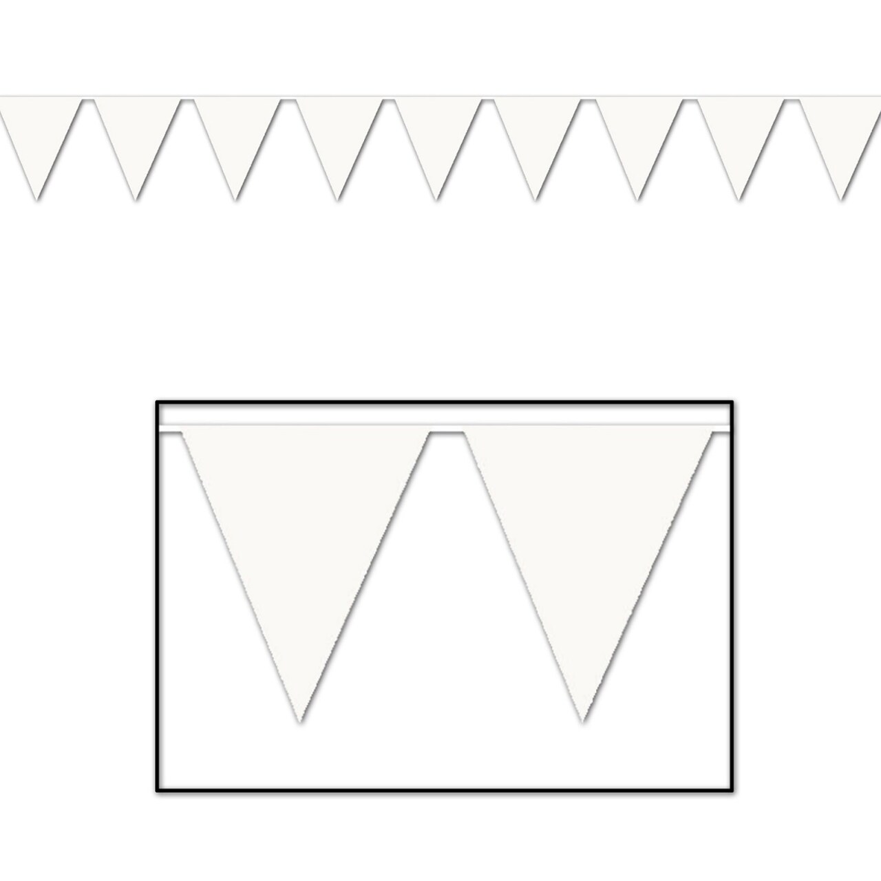 Beistle Club Pack of 12 White Outdoor Pennant Banner Hanging Party Decorations 12'